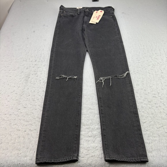 Levis Jeans‎ Mens 29x32 Black 510 Skinny Distressed Denim NEW - Picture 1 of 13